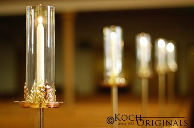 brass pew mount candelabra detail