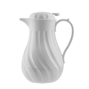 A 64oz white thermal pitcher with a swirl pattern.