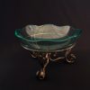 glass bowl with stand round wavy edge