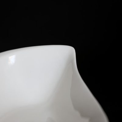 white ceramic leaf bowl detail