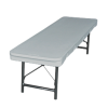 A white plastic children's table with short, collapsible legs.