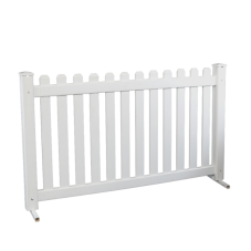 A portable white picket fence.