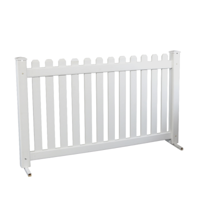 A portable white picket fence.