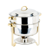 An 8qt brass and chrome round chafer.
