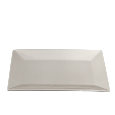 A rectangular white ceramic tray.