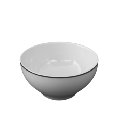 A bouillon cup with a platinum band around the rim.