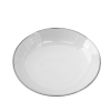 A soup bowl with a platinum band around the rim.