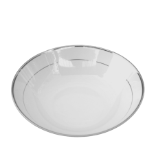 A vegetable bowl with platinum bands around the inside and rim.