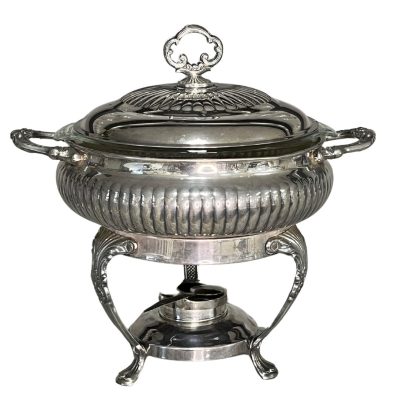 silver plated 2 quart round chafer