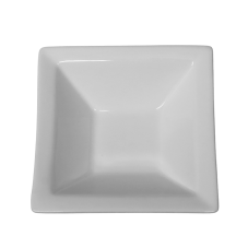 A 5 inch wide white square china bowl.