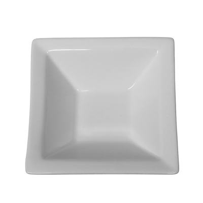 A 5 inch wide white square china bowl.