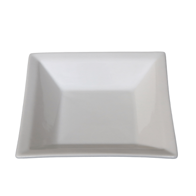 A seven inch white square china bowl.