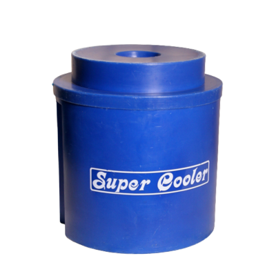 A large blue super cooler.