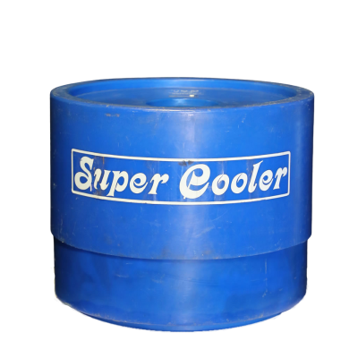 A small blue super cooler.