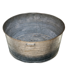 An aluminum ice bucket tub.