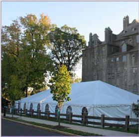 40' wide frame tent with Cathedral sidewall