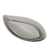 Two canoe bowls stacked on top of each other.