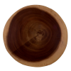 A charger made of a slice of wood.