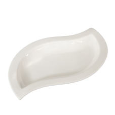 A white ceramic tilde-shaped bowl.