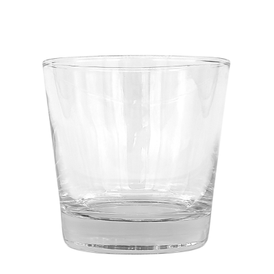 An 8oz old fashion glass with flared sides.