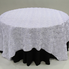 white rosette linen rental