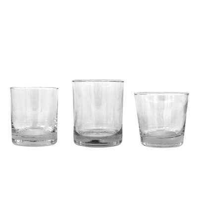 Three old fashion glasses; 8oz, 12oz, and 8oz flared.