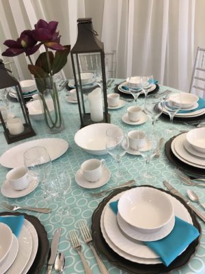 white ringlets tiffany table setup