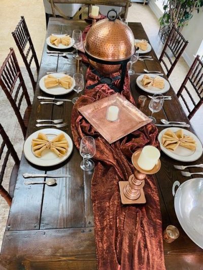 farm table copper theme