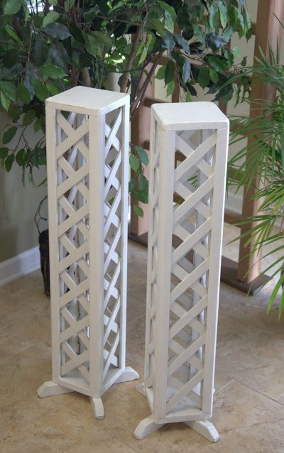 white pedestal wedding columns