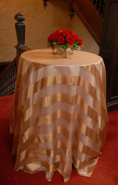 antique gold eternity stripe linen rental