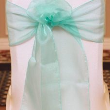 aqua organza linen rental