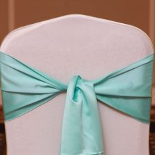 aqua satin linen rental