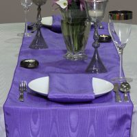 moire purple bengaline linen rental
