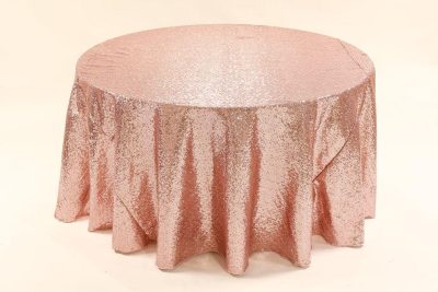 blush glimmer sequin linen rental