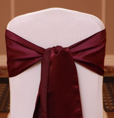 burgundy satin linen rental