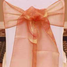 burnt orange organza linen rental