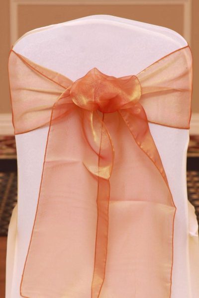 burnt orange organza linen rental