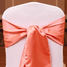 coral satin linen rental