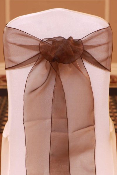 chocolate organza linen rental