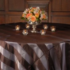 chocolate eternity stripe linen rental