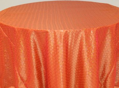 fire orange helix sequin linen rental