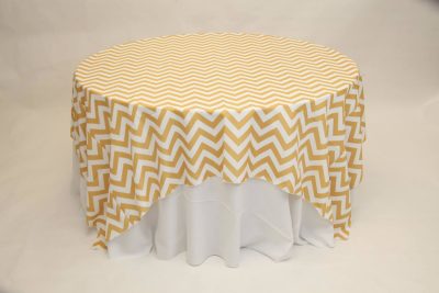 gold chevron linen rental