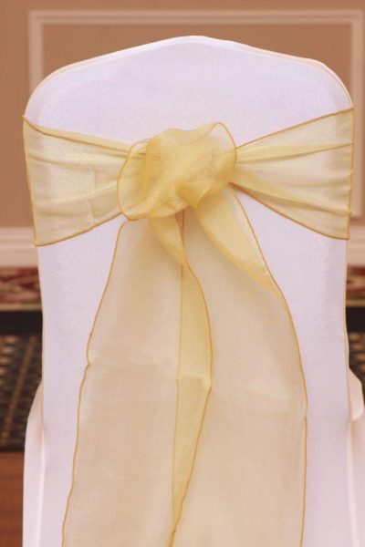 gold organza linen rental