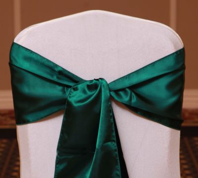 hunter green satin linen rental