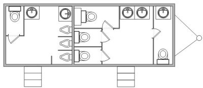 Large Gold Restroom Trailer with 8 Stations