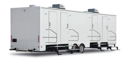 Large Platinum Restroom Trailer Exterior