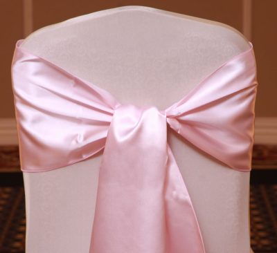 light pink satin linen rental