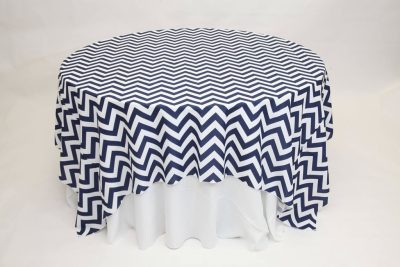 navy chevron linen rental