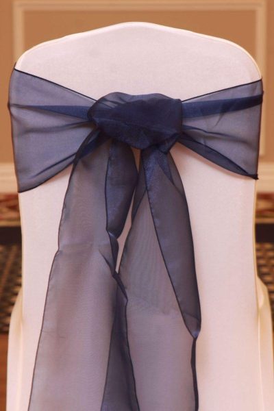 navy organza linen rental
