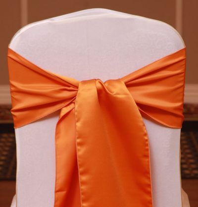 orange satin linen rental